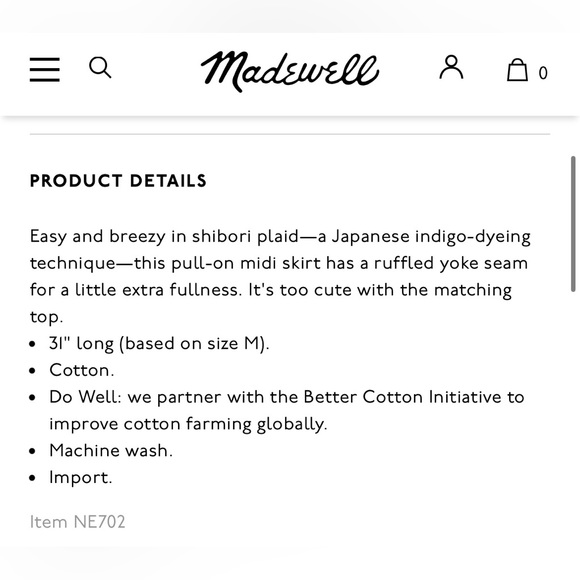 Madewell Pull-On Midi Skirt in
Shibori Indigo Plaid - Picture 5 of 9